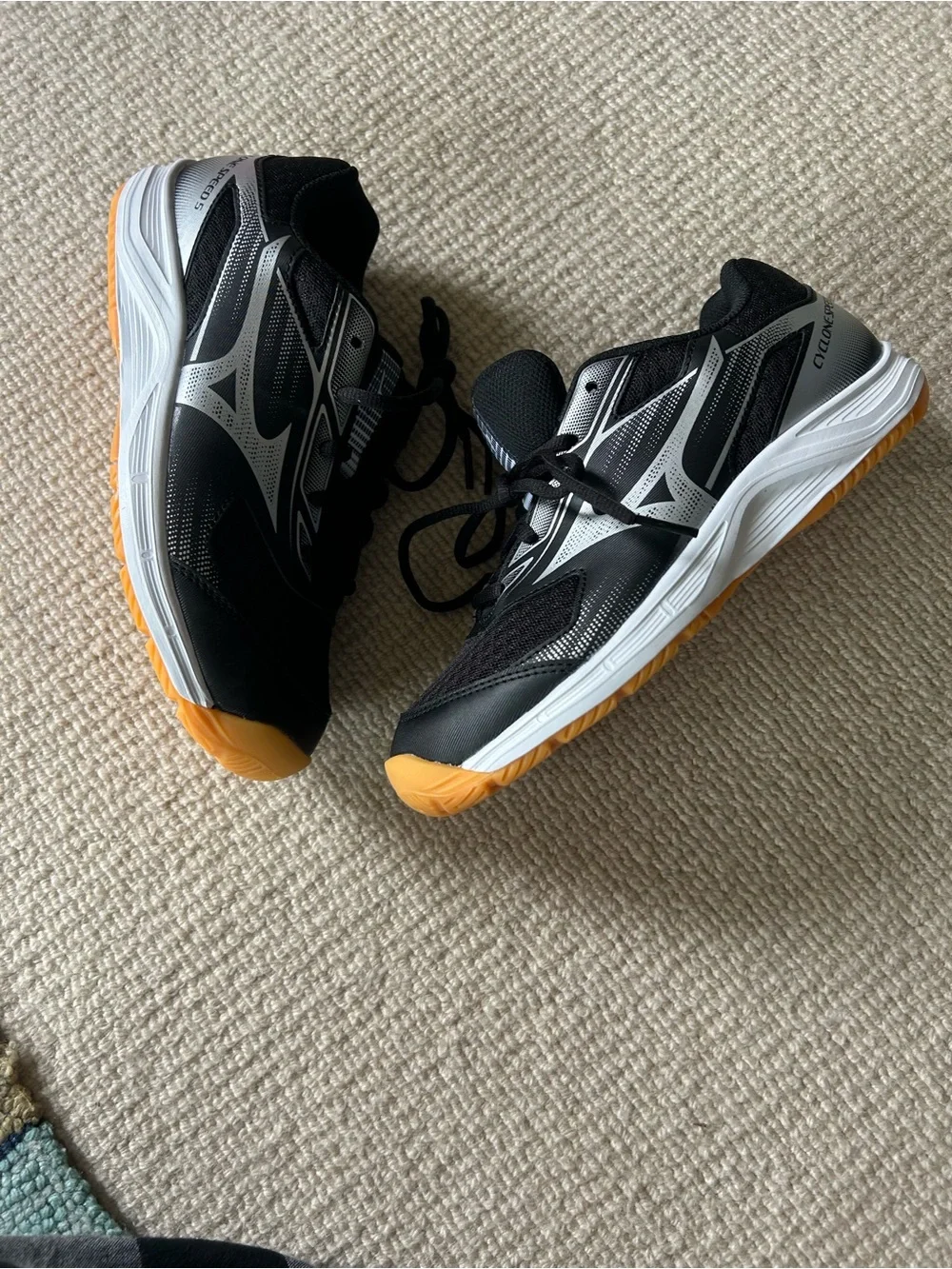 Mizuno Black Sneakers with Gum Outsole and Silver Accents